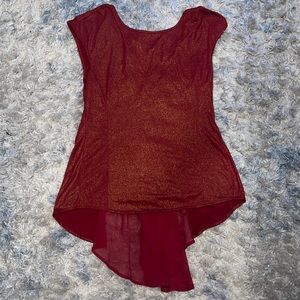 True Freedom High Low Sleeveless Red Blouse